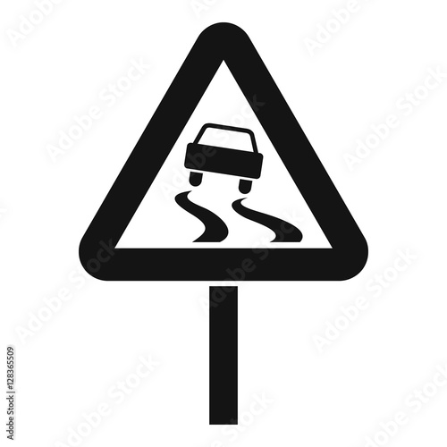 Slippery when wet road sign icon. Simple illustration of slippery when wet road sign vector icon for web
