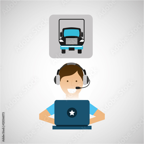 delivery service concept call center truck vector illustration