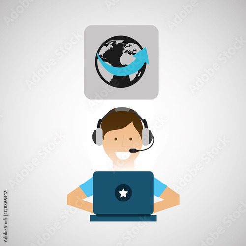 delivery service concept call center worldwide vector illustration