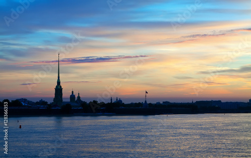 View of St. Petersburg in summer dawn