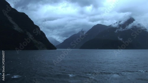 Milford sound on a cloudy overcast day