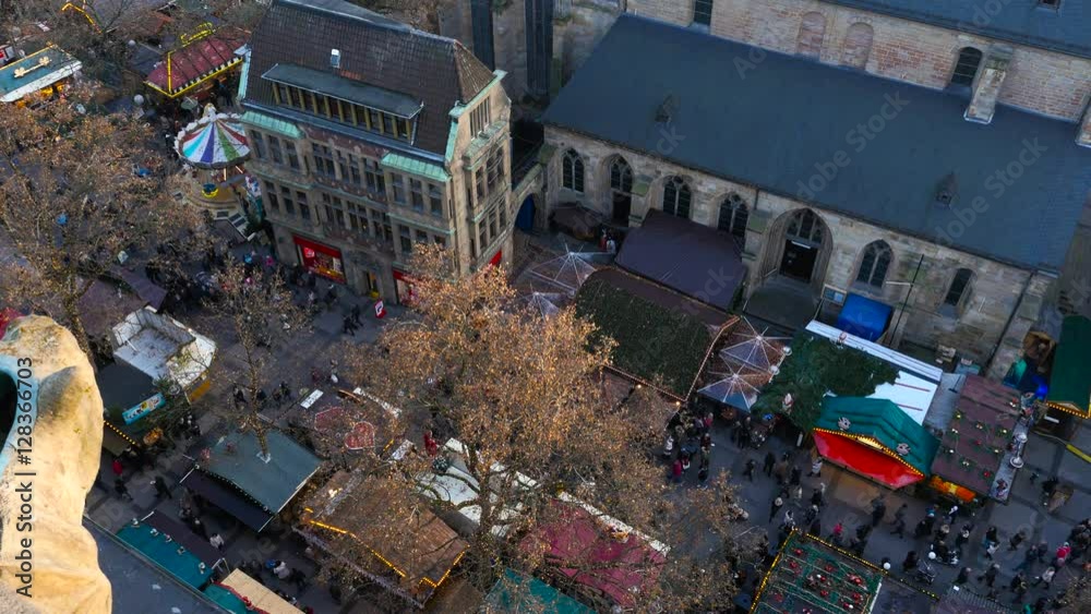 Top view of christmas market Dortmund, Germany Top view of christmas market Dortmund, Germany