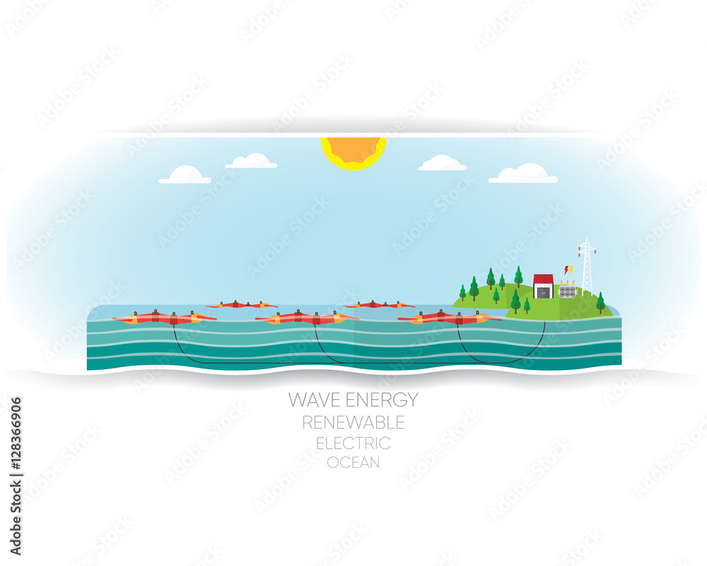 Obraz premium wave energy generate electric by buoy float on the wave