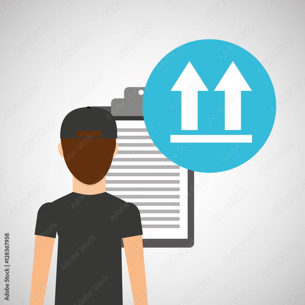 man delivery checking fragile merchandice icon vector illustration eps 10 man delivery checking fragile merchandice icon vector illustration eps 10