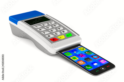 Payment by phone on white b...