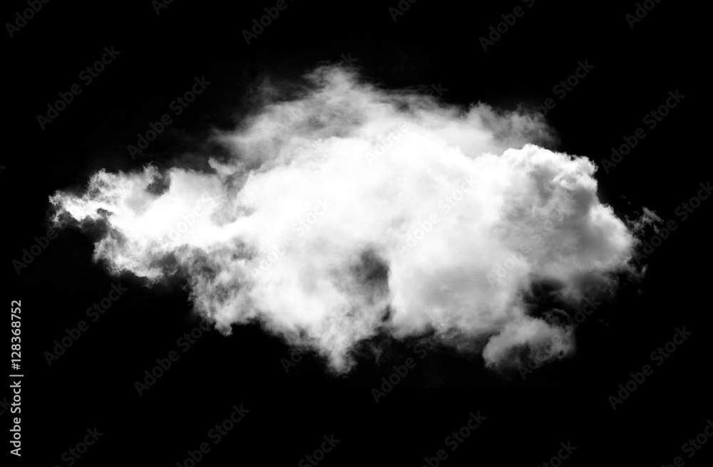 Single cloud isolated over black background