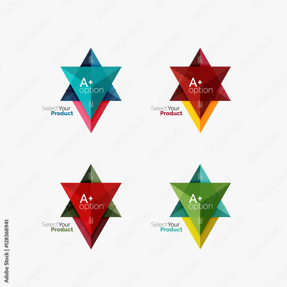 Set of triangle infographic layouts with text and options Set of triangle infographic layouts with text and options