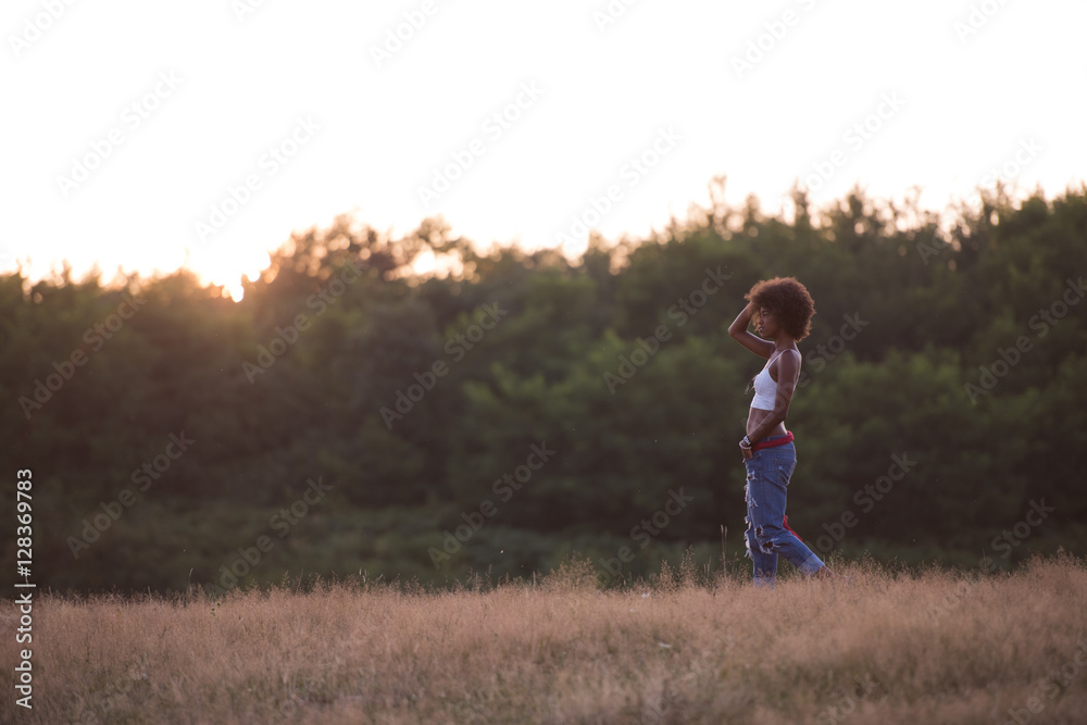 young black woman in nature