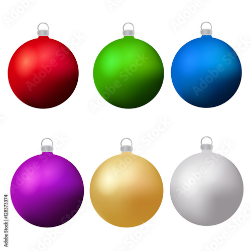 Classic christmas balls set. Isolated new year baubles design elements. Vector illustration