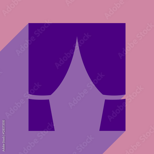 Flat web icon with long shadow curtain