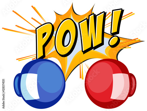 Expression word pow with boxing gloves
