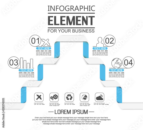 ELEMENT FOR INFOGRAPHIC  TEMPLATE GEOMETRIC FIGURE FOUR OPTIONS SIMPLE  THIRD EDITION BLUE