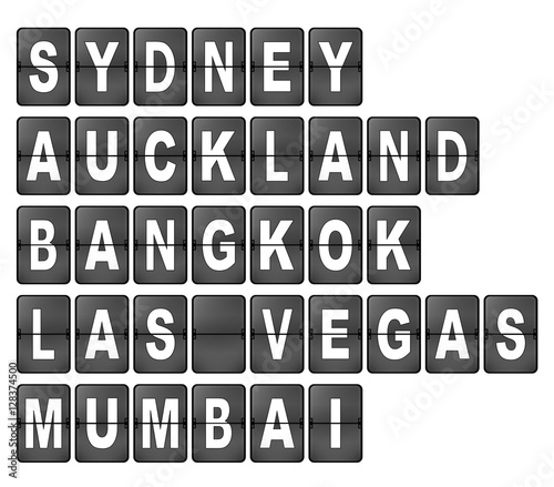 Wallpaper Mural Flughafen Anzeige Buchstaben Sydney Auckland Bangkok Las Vegas Mumbai Torontodigital.ca
