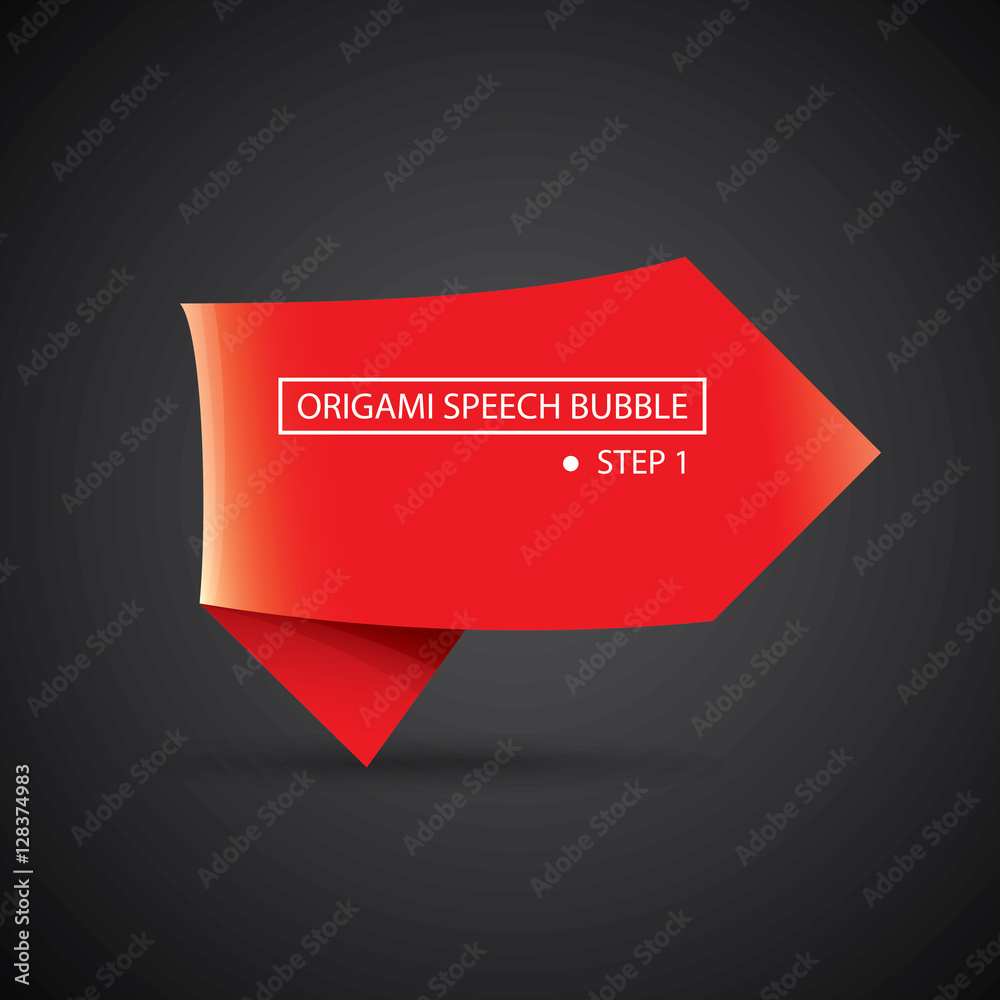 vector red christmas origami speech bubble banner vector red christmas origami speech bubble banner