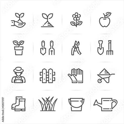 Gardening icons with White Background 