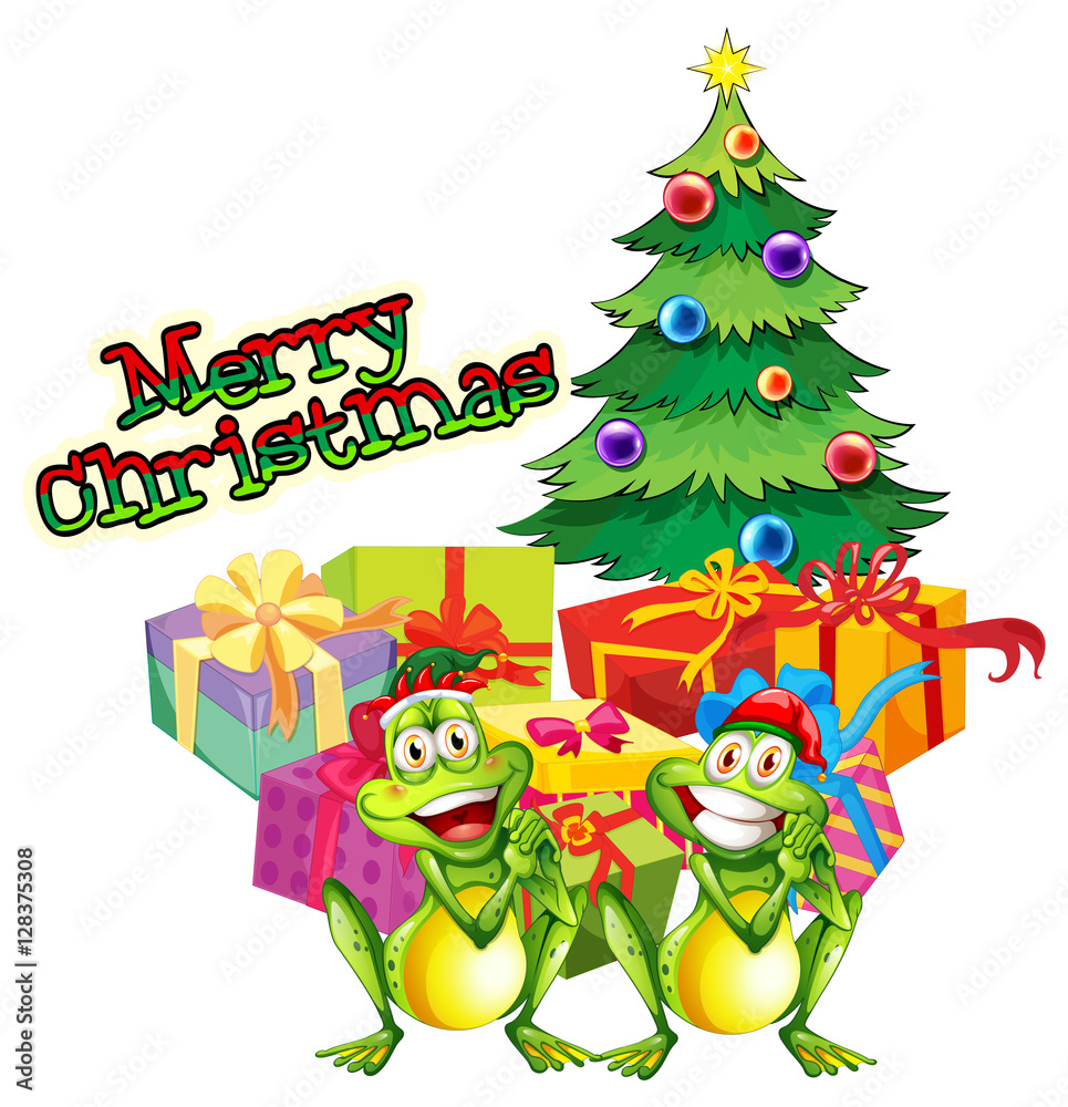 Obraz premium Christmas theme with tree and present boxes