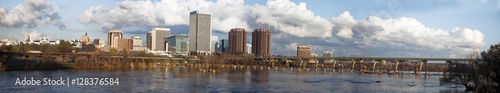 Richmond, Virginia panorama with sky, clouds and the James River. Horizontal.  © Noel