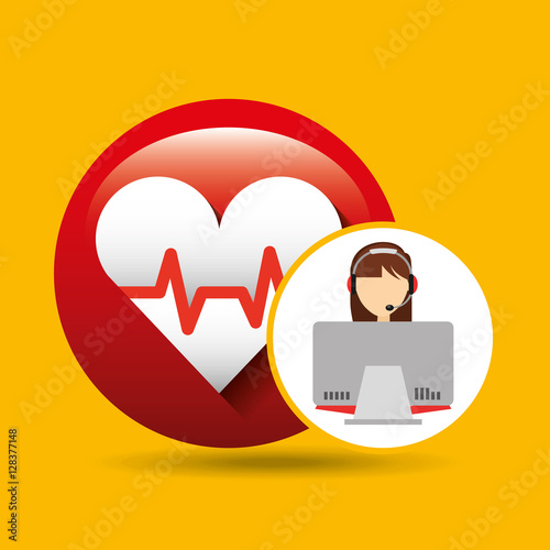 avatar girl headphones laptop and pulse heart vector illustration eps 10