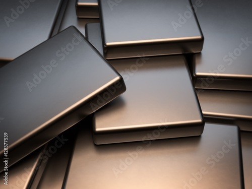 Stacked metal plates of neodymium rare earth magnets 3D Rendering photo