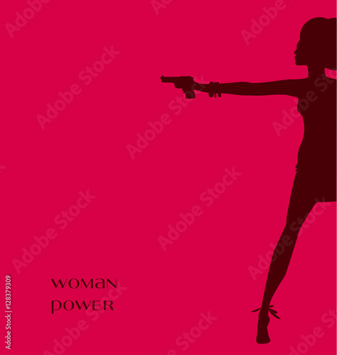 vector illustration of woman silhouette. fashion  spy agent conc