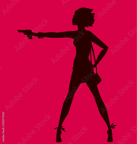 vector illustration of woman silhouette. fashion  spy agent conc