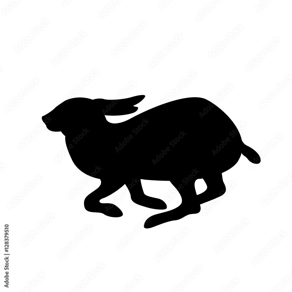 hare runs  vector illustration black silhouette