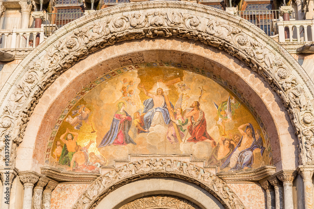 Wall painting on the facade of Cathedral Basilica of Saint Marco