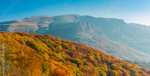 Morning view on Demerdzhi mountain range on a Crimean peninsula.