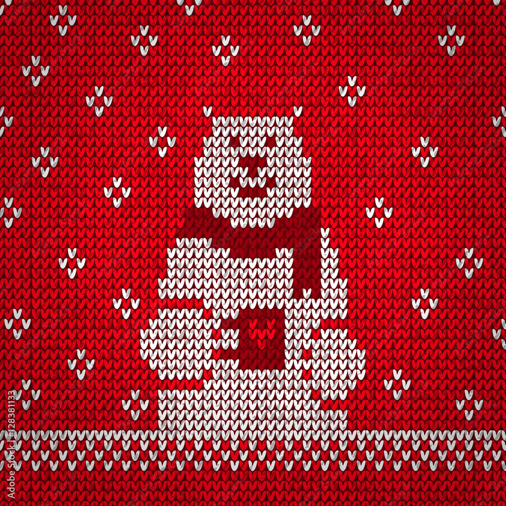 Fototapeta premium Knitted white bear warm vector illustration