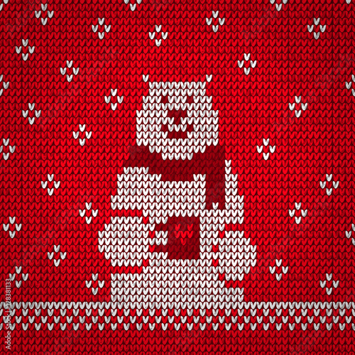 Knitted white bear warm vector illustration