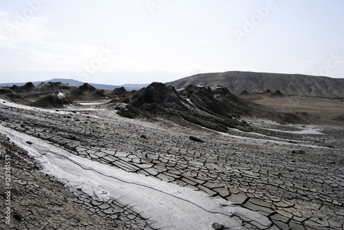 Cones of mud volcanoes in Gobustan, Azerbaijan.