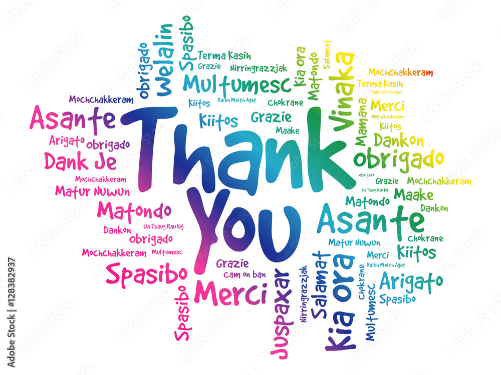 Fototapeta premium Thank You Word Cloud concept background in many languages