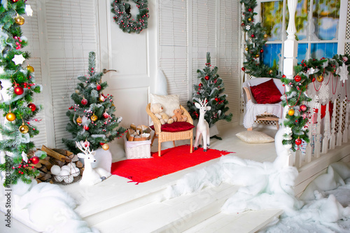 happy new year, decorated tree, toys, gifts, beautiful room