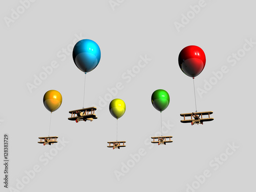 Palloncini colorati e aerei photo