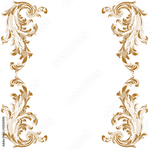 Vintage border frame engraving with retro ornament pattern in antique baroque style decorative design. Vector.