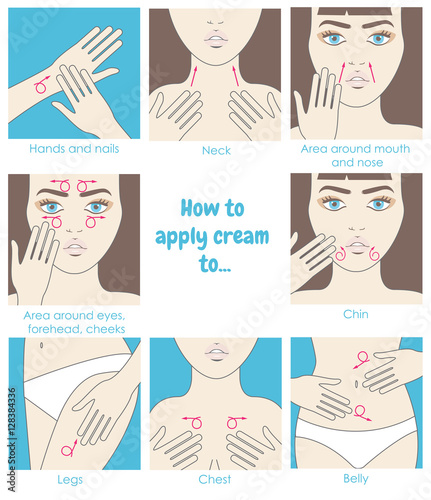 How to apply cream to the face, neck, hands, belly, legs