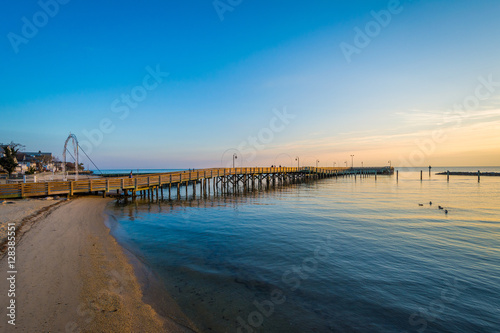 Fishing pier and the Chesapeake Bay at sunrise  in North Beach 