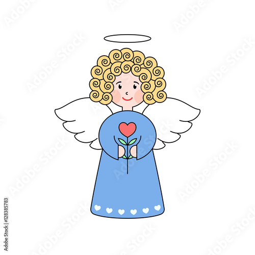 Doodle angel with a heart