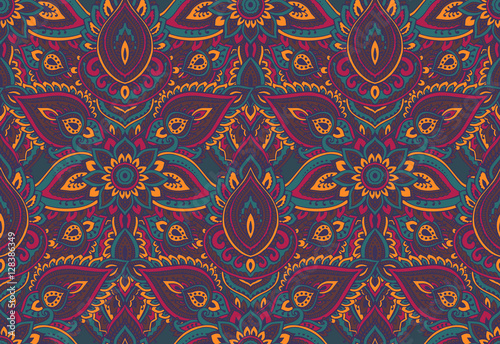 Vector seamless pattern with henna mehndi floral elements.