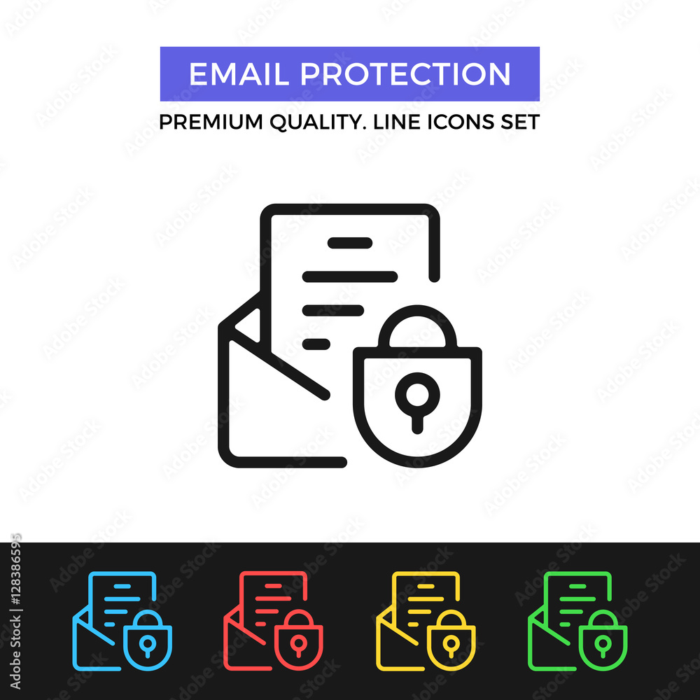 Vector email protection icon. Thin line icon Vector email protection icon. Thin line icon