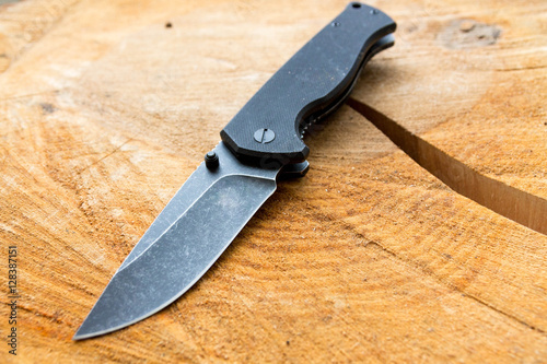 Folding knife black. photo