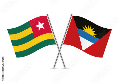 Togo and Antigua and Barbuda flags. Vector illustration.