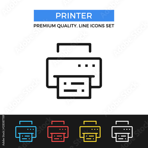 Vector printer icon. Thin line icon
