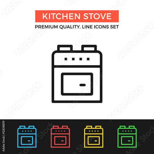 Vector kitchen stove icon. Thin line icon