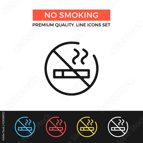Vector no smoking icon. Thin line icon