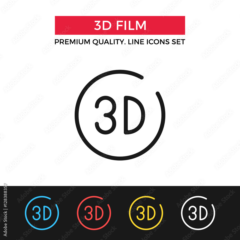 Vector 3D film icon. Thin line icon Vector 3D film icon. Thin line icon