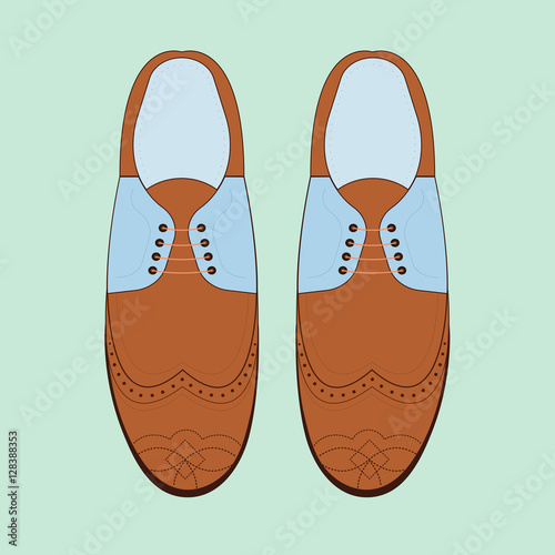 Vector illustration with men fashion shoes. Classic Brogue Shoes. Oxfords Men's Shoes.