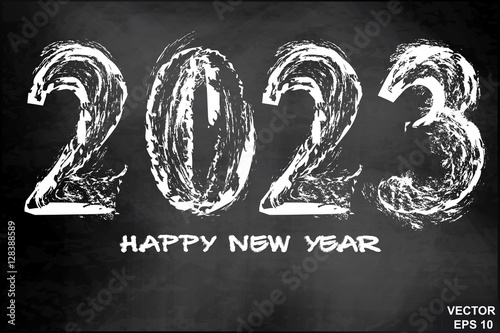 New Year. 2023 Chalk board. The calendar. Date. For your design.