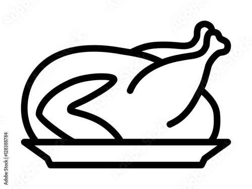 Thanksgiving turkey dinner on a plate line art icon for apps and websites