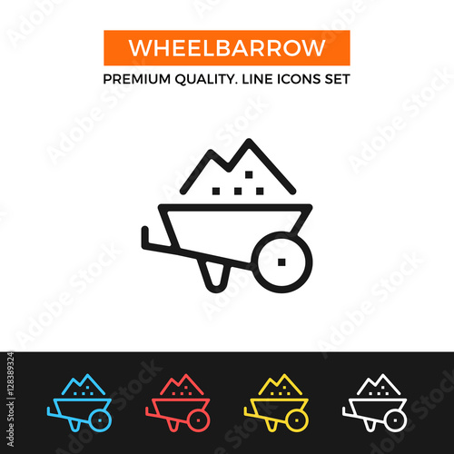 Vector wheelbarrow icon. Thin line icon